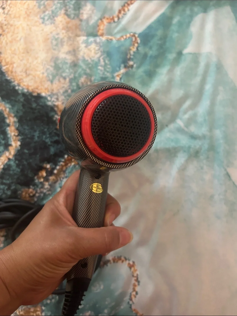 Tyche 3200 Ionic Turbo Black Hair Dryer with Red Accents